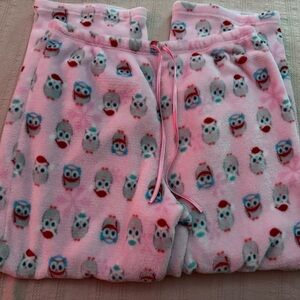 Cozy Pink Owl Print Fleece Pajama Pants from Hannah